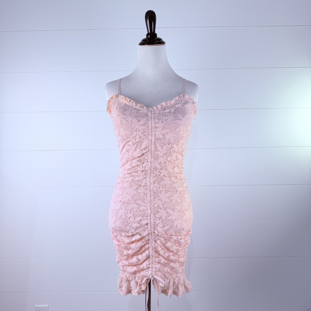 New Pink Lace Ruffle Fairy Slip Mini Dress Women S Soft Girl Hoco Dance Coquette